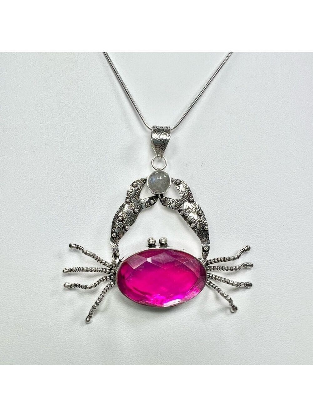Pink 🔥 Fire Topaz 925 Large Crab Pendant & Bracelet - Picture 3 of 9